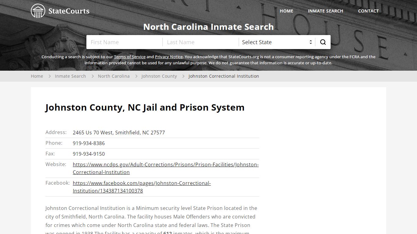 Johnston Correctional Institution Inmate Records Search ...